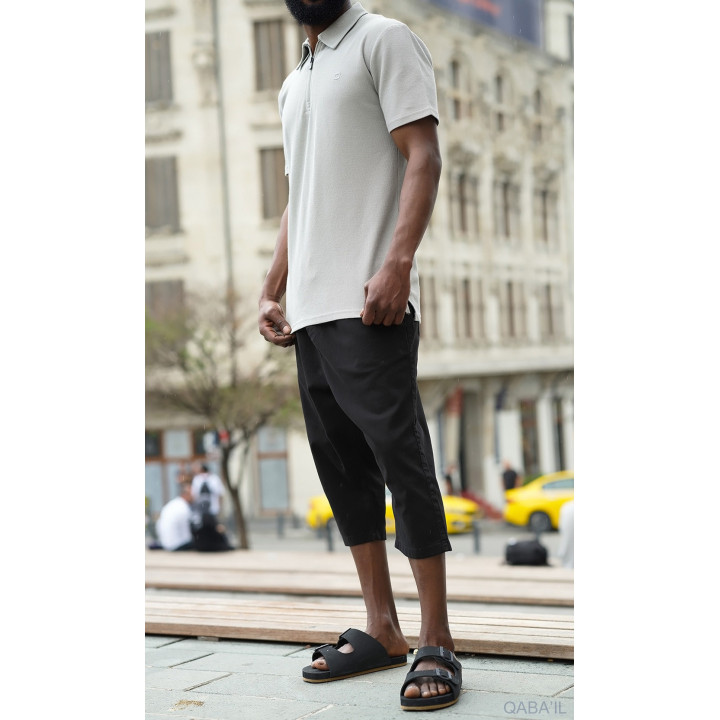 Bermuda coton stretch 5210 Noir - Qabail