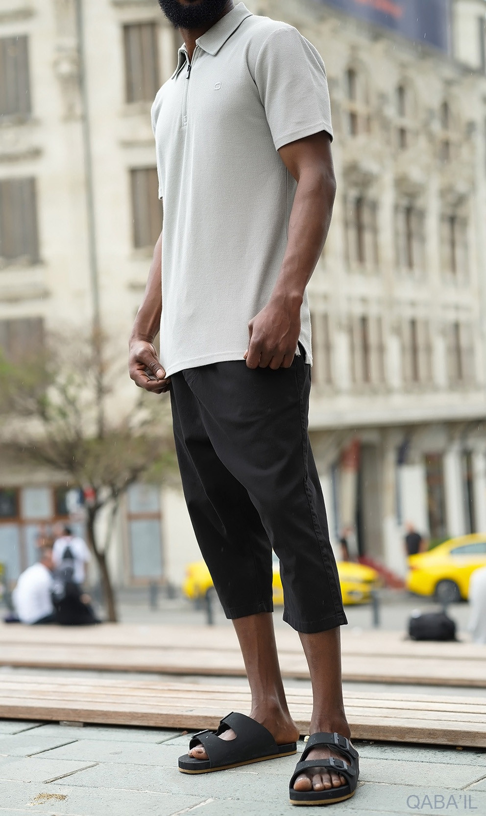 Bermuda coton stretch 5210 Noir - Qabail