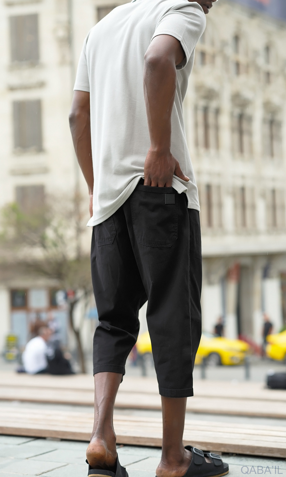 Bermuda coton stretch 5210 Noir - Qabail