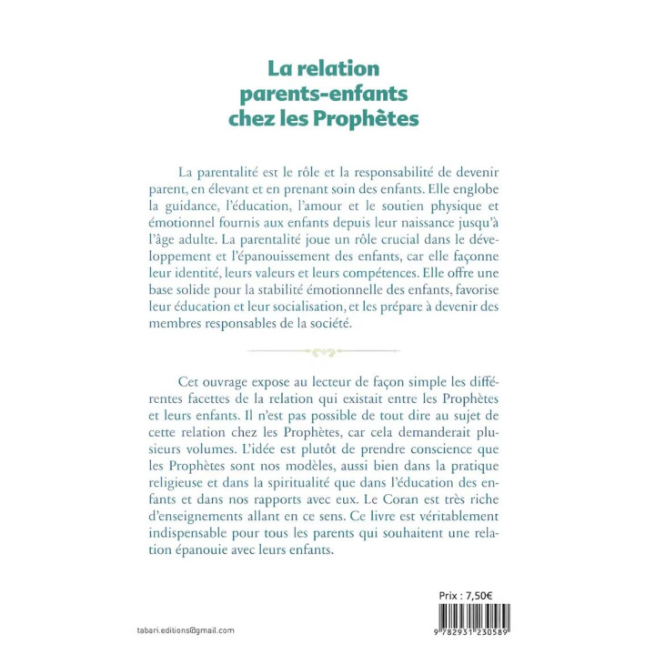La relation parents enfants chez les Prophètes - Amin Salih - Tabari