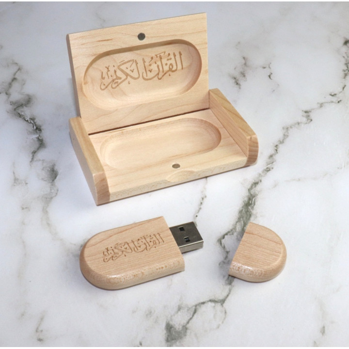 Clé USB (16 Go) Encyclopédie audio du Coran - bois blanc cassé