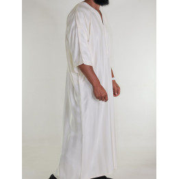 Gandoura marocaine jawhara - Blanc cassé Broderie crème