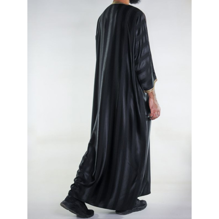 Gandoura marocaine Noir / Broderie Doré