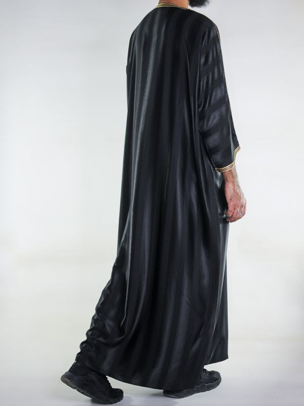 Gandoura marocaine Noir / Broderie Doré