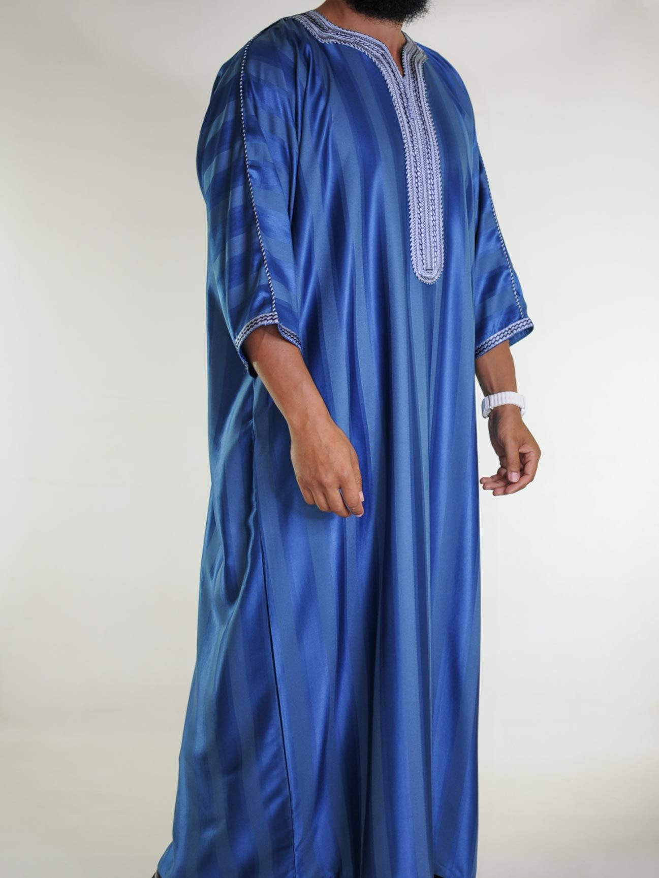Gandoura marocaine Bleu Roi / Broderie bleu