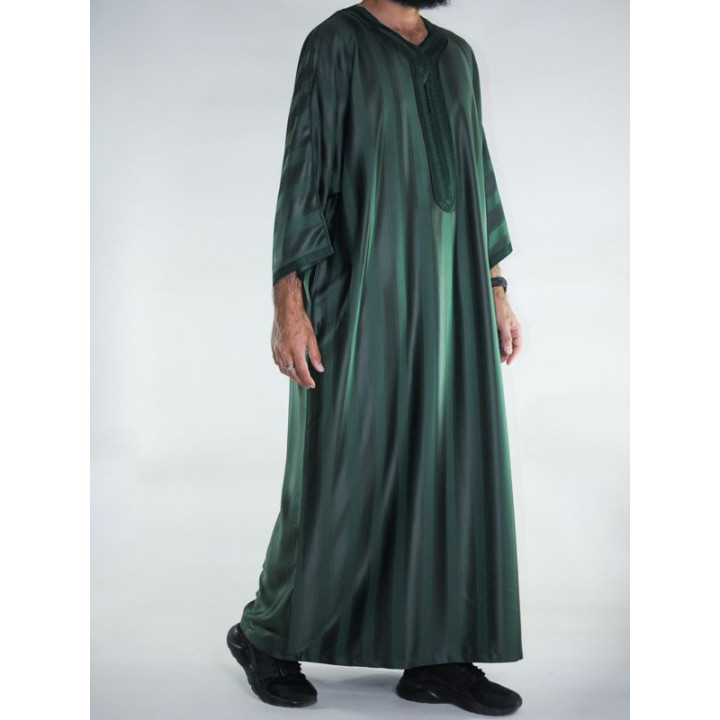 Gandoura marocaine Bordeaux / Broderie Blanche