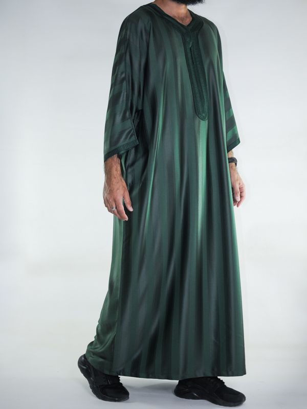 Gandoura marocaine Bordeaux / Broderie Blanche