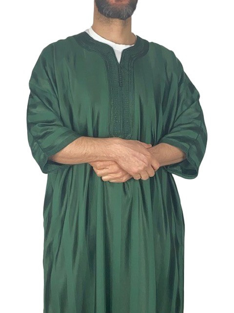 Gandoura marocaine Bordeaux / Broderie Blanche