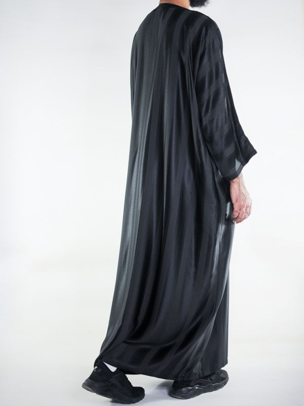 Gandoura marocaine jawhara - Noir / Broderie ton sur ton