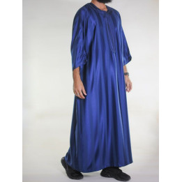 Gandoura marocaine jawhara - Bleu marine / Broderie ton sur ton