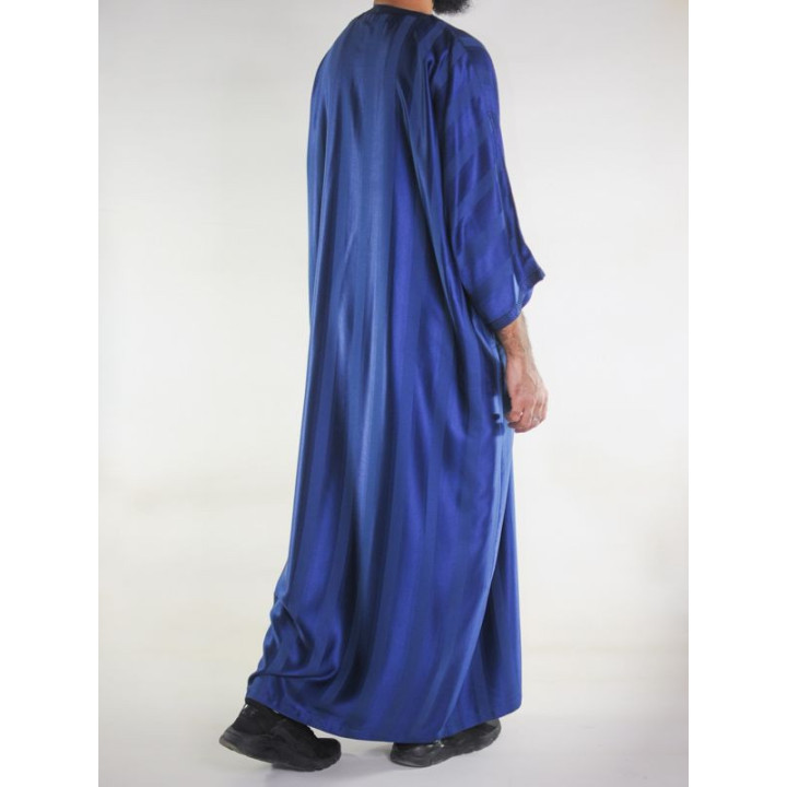 Gandoura marocaine jawhara - Bleu marine / Broderie ton sur ton
