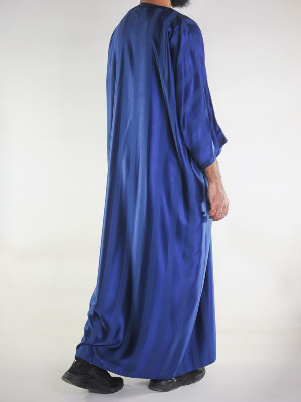 Gandoura marocaine jawhara - Bleu marine / Broderie ton sur ton