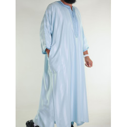Gandoura marocaine jawhara - bleu cyan