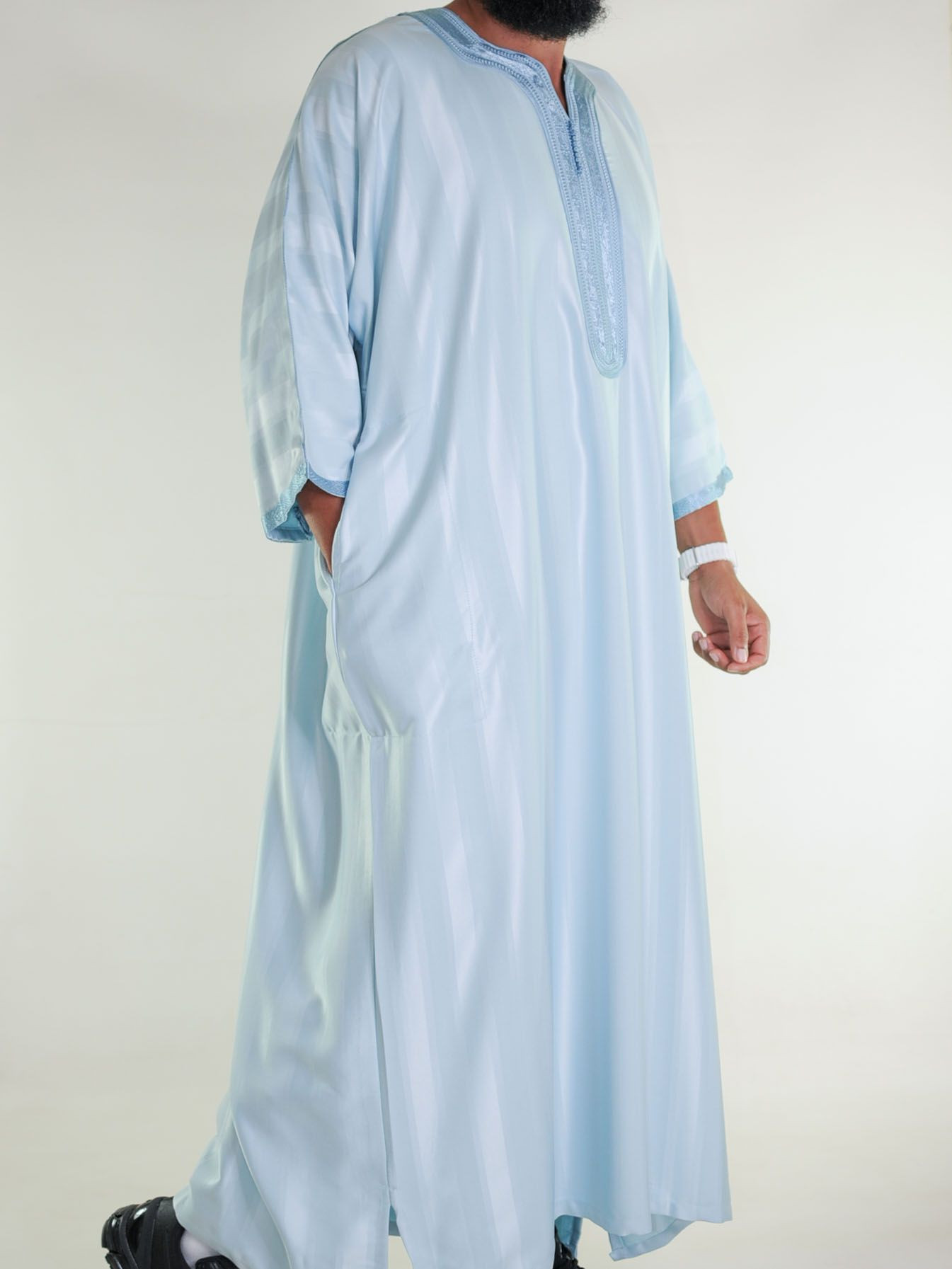 Gandoura marocaine jawhara - bleu cyan
