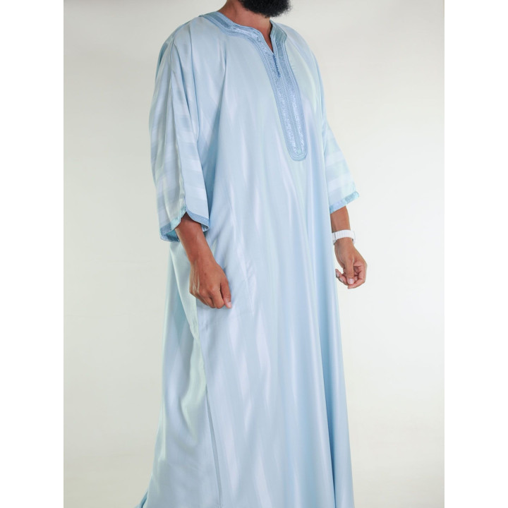 Gandoura marocaine jawhara - bleu cyan