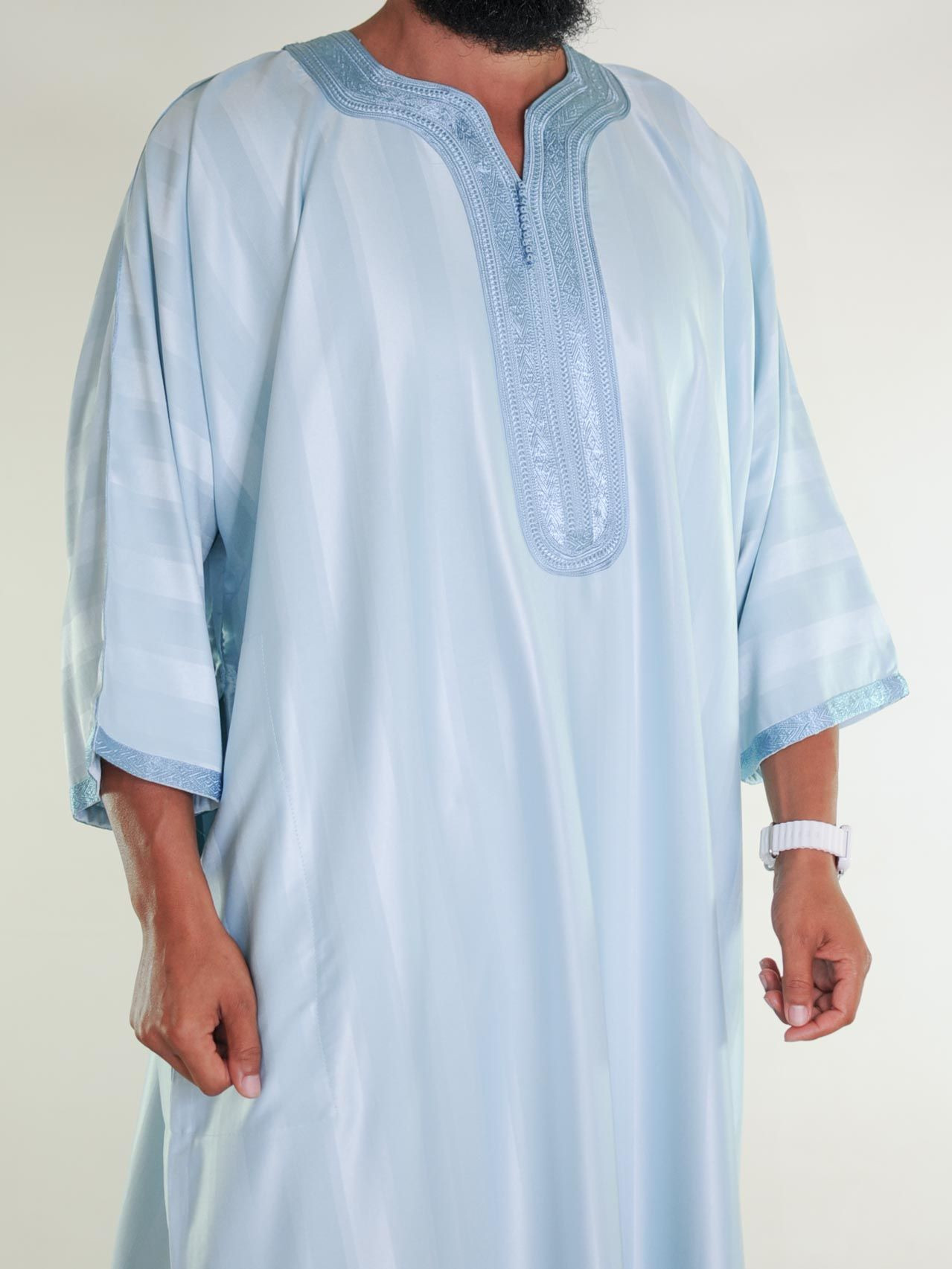 Gandoura marocaine jawhara - bleu cyan
