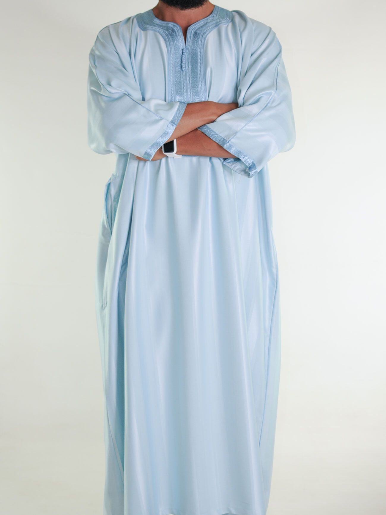 Gandoura marocaine jawhara - bleu cyan