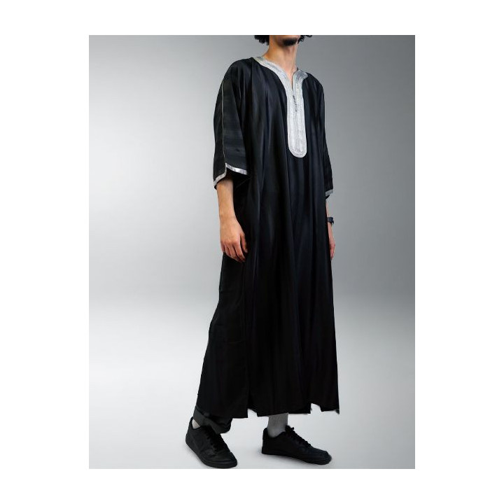 Gandoura marocaine jawhara - Noir/argent