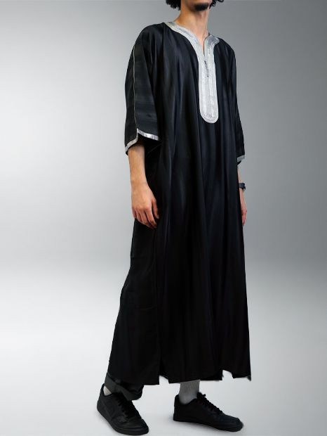 Gandoura marocaine jawhara - Noir/argent