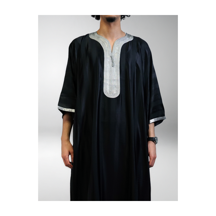 Gandoura marocaine jawhara - Noir/argent