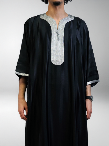 Gandoura marocaine jawhara - Noir/argent