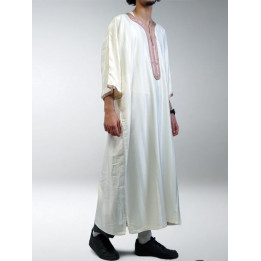 Gandoura marocaine jawhara - Blanc cassé/bronze