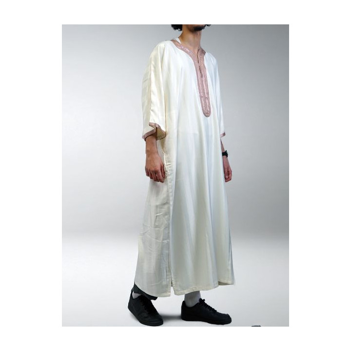 Gandoura marocaine jawhara - Blanc cassé/bronze
