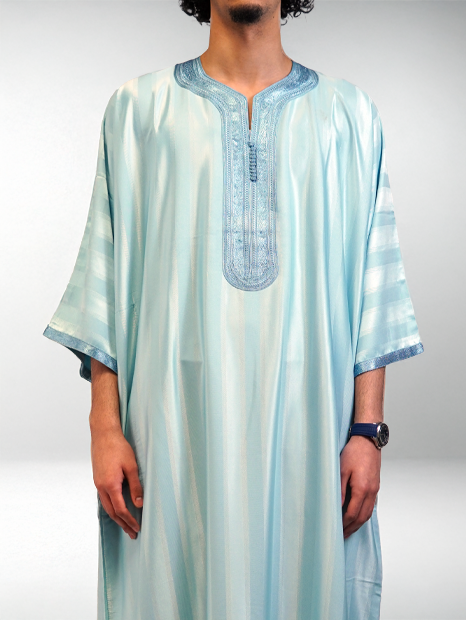Gandoura marocaine jawhara - vert d'eau