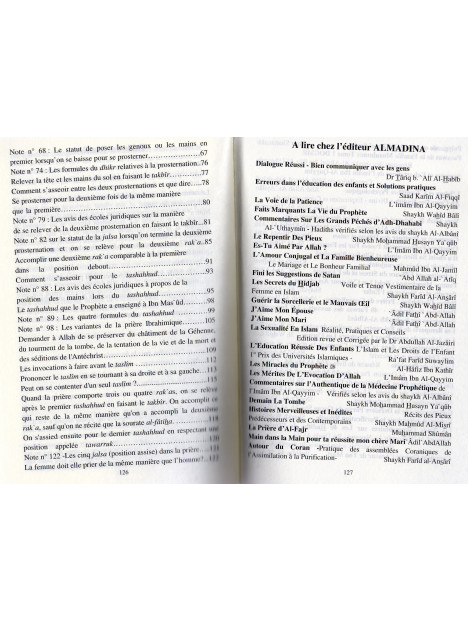 La description de la prière du Prophète du takbîr au taslim