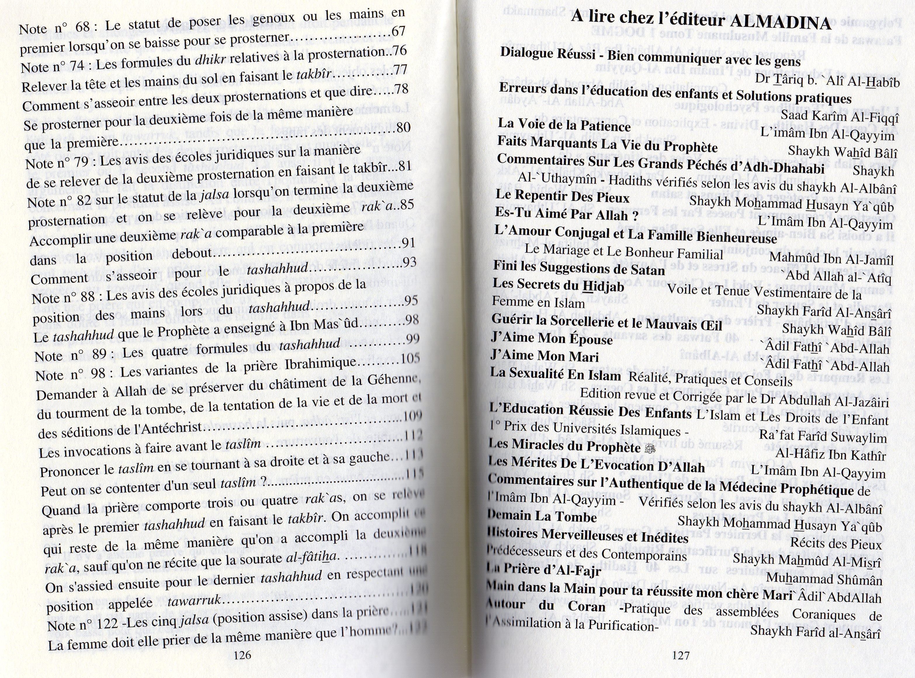 La description de la prière du Prophète du takbîr au taslim