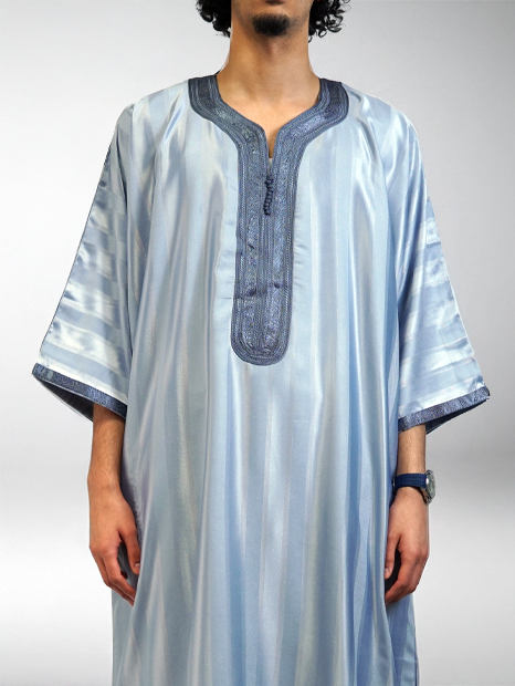 Gandoura marocaine jawhara - Bleu grisé