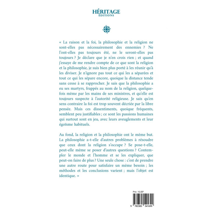 Des devoirs mutuels de la philosophie et de la religion - Héritage