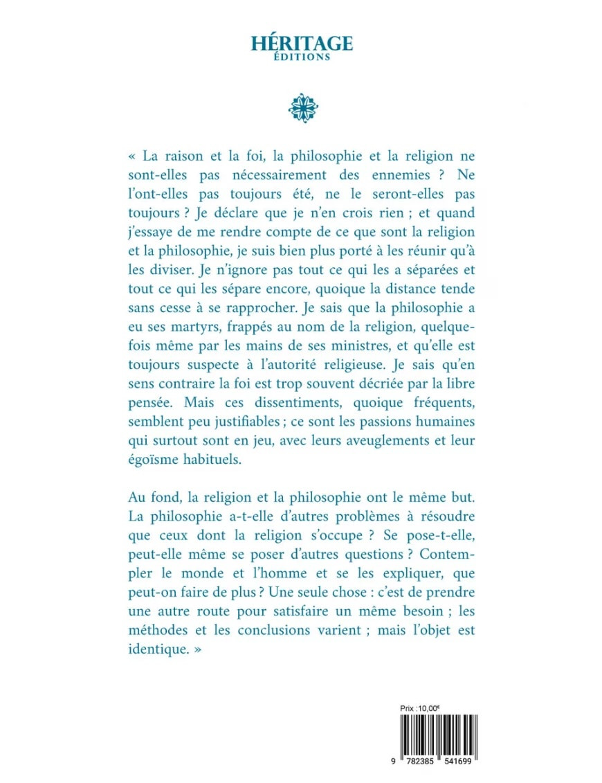 Des devoirs mutuels de la philosophie et de la religion - Héritage