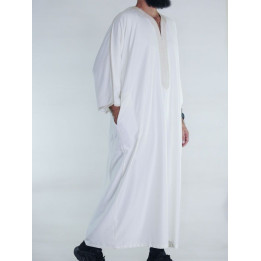 Gandoura marocaine Amir - blanc cassé
