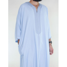 Gandoura marocaine Amir - bleu clair