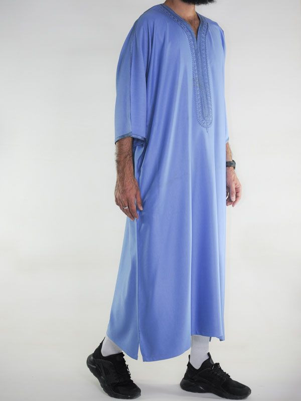 Gandoura marocaine Amir - bleu jean
