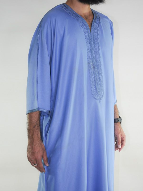 Gandoura marocaine Amir - bleu jean