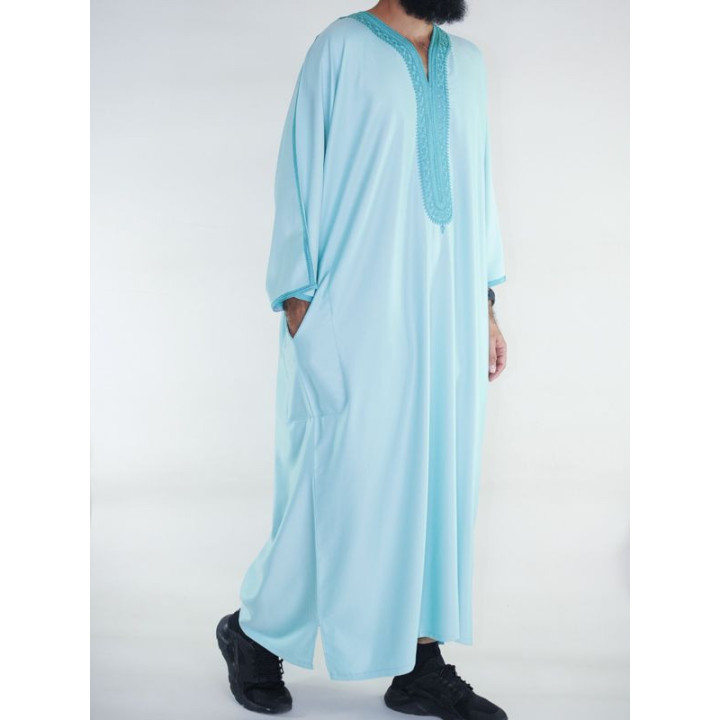 Gandoura marocaine Amir - vert d'eau