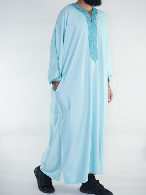 Gandoura marocaine Amir - vert d'eau