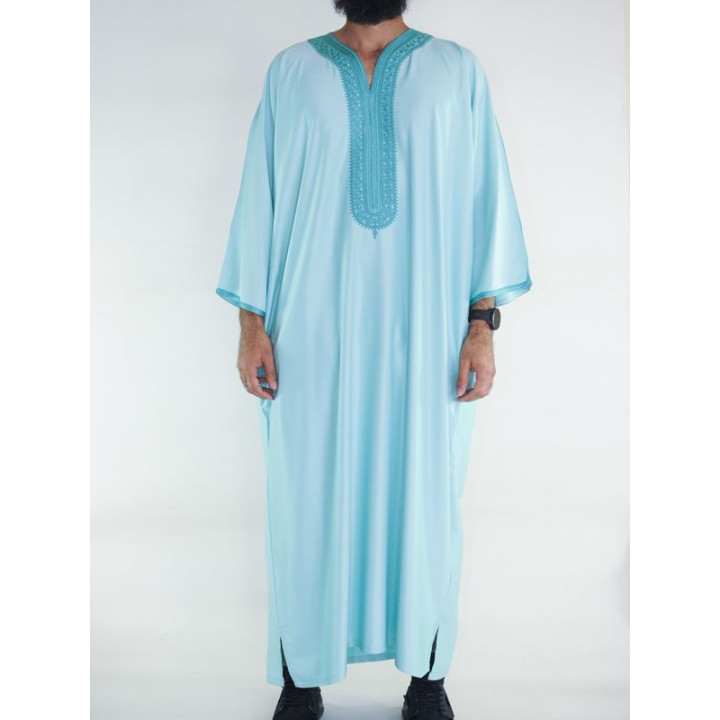 Gandoura marocaine Amir - vert d'eau