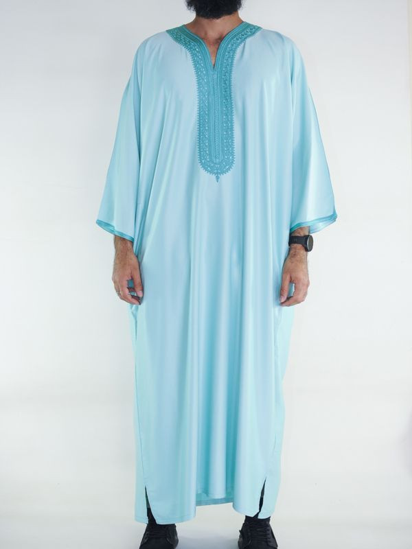 Gandoura marocaine Amir - vert d'eau