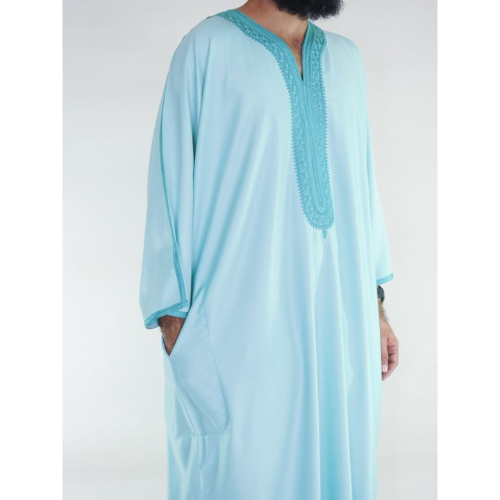 Gandoura marocaine Amir - vert d'eau