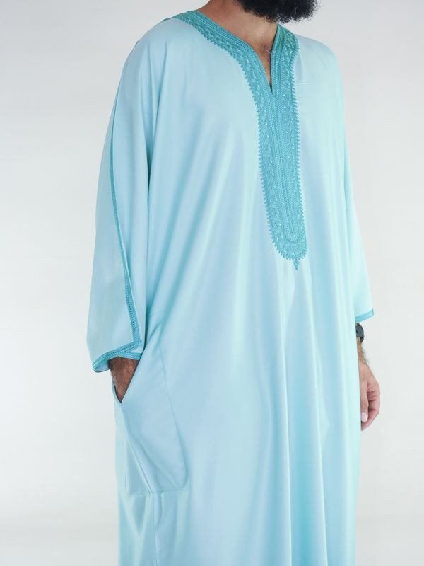 Gandoura marocaine Amir - vert d'eau