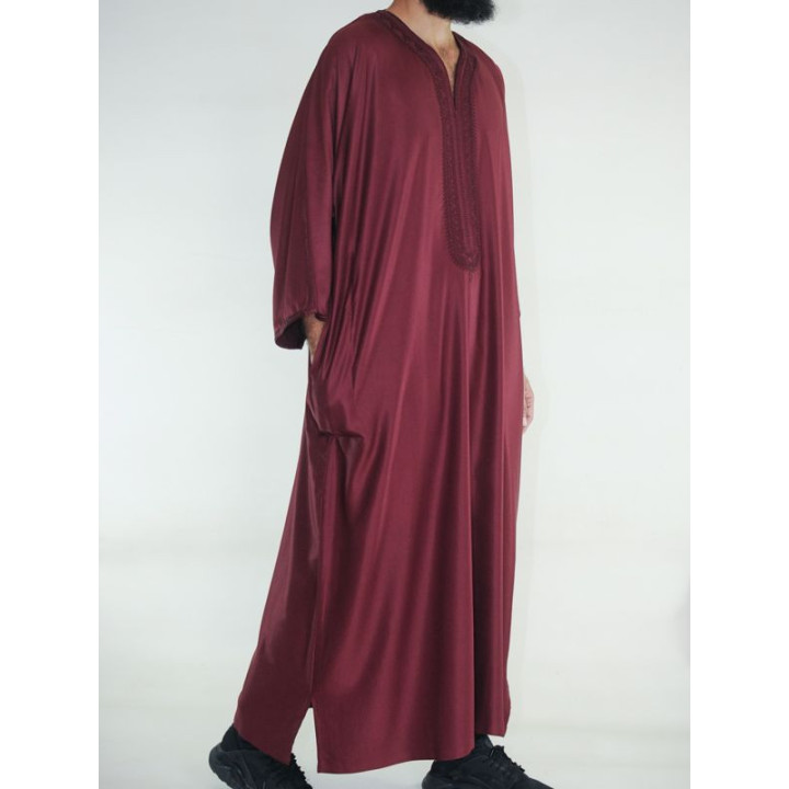 Gandoura marocaine Amir - bordeaux