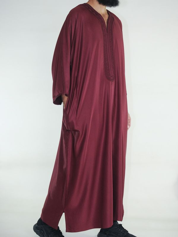 Gandoura marocaine Amir - bordeaux