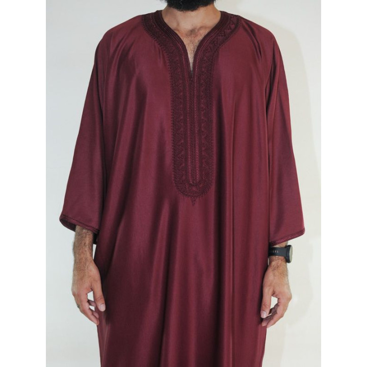 Gandoura marocaine Amir - bordeaux