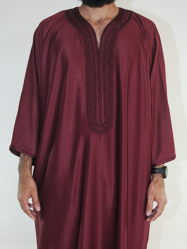 Gandoura marocaine Amir - bordeaux