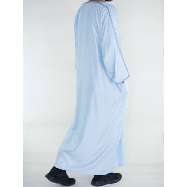 Gandoura marocaine Amir - bleu cyan