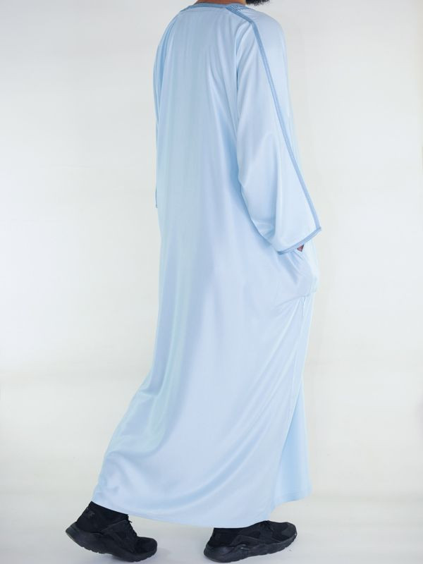 Gandoura marocaine Amir - bleu cyan