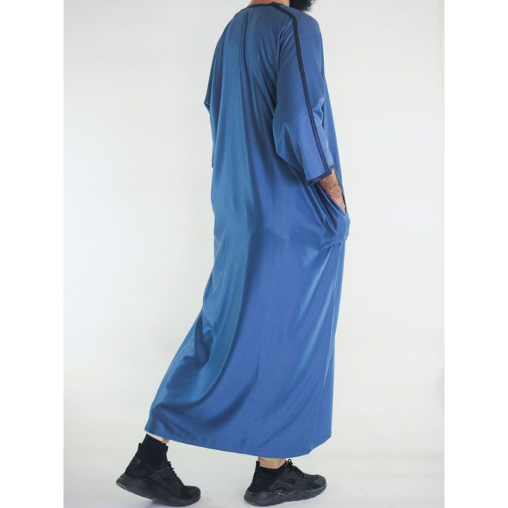 Gandoura marocaine Amir - bleu marine